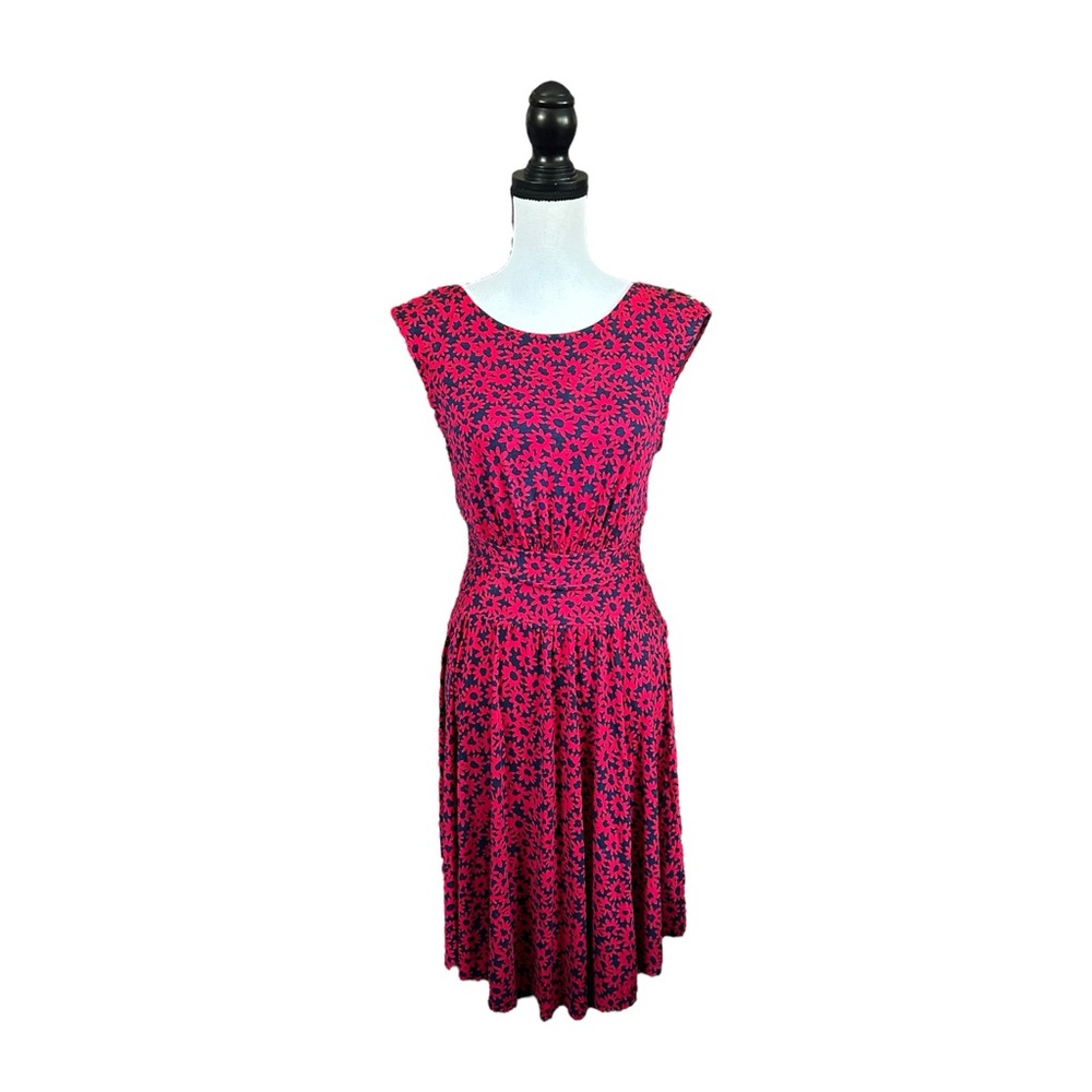 Moulinette Souers South Shore Dress Red & Navy Floral Fit & Flare Pin-Up Small